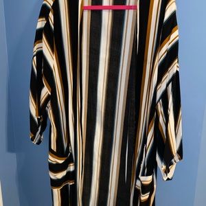 Kimono - striped black, white, caramel & teal!
